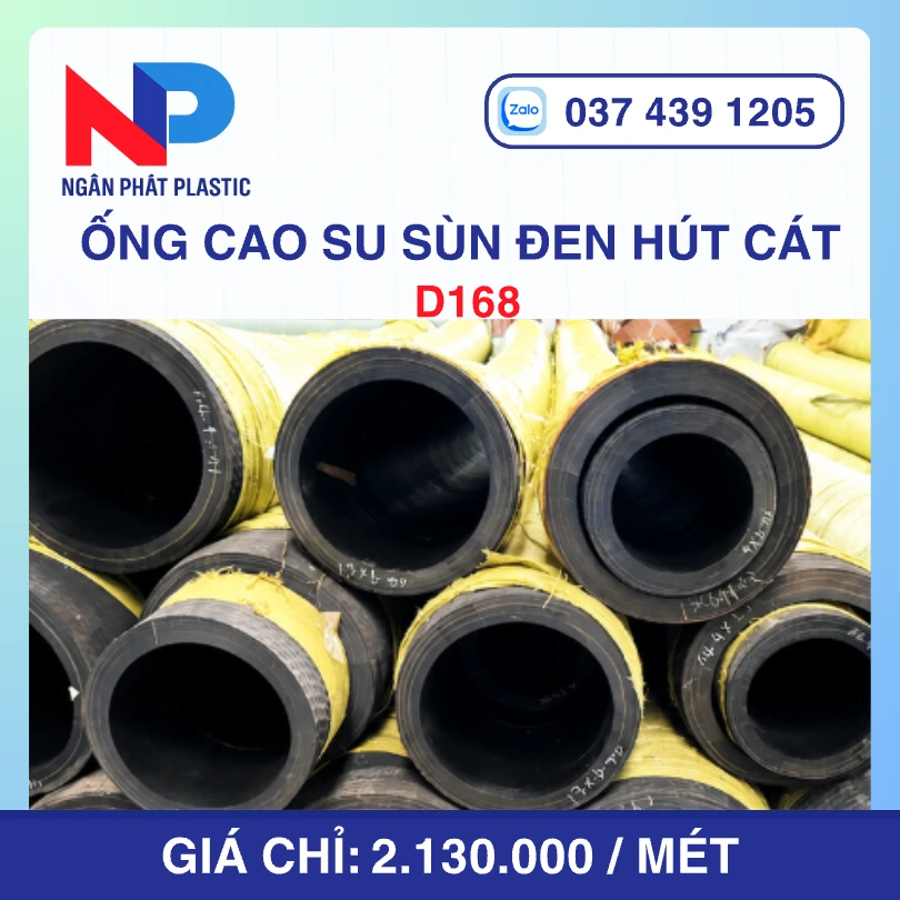 Ống Cao Su Sùng Đen D168 Bơm Hút Cát